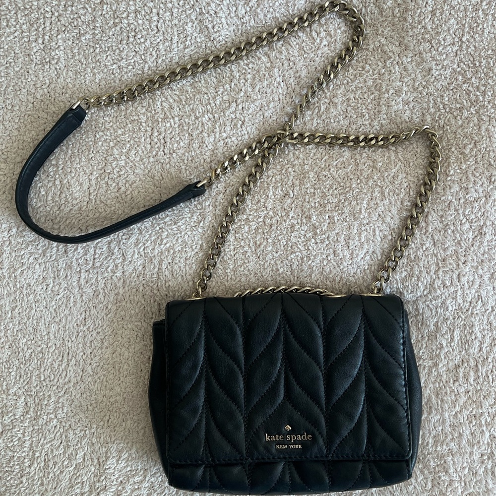 Kate Spade Black Quilted Crossbody Bag with Chain Strap